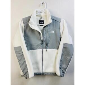 The North Face Denali Fleece Full Zip Jacket Womens M White Gray Hiking